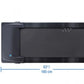 Black under-desk treadmill with compact design, shown from above with dimensions marked at 63 inches wide by 28.5 inches tall