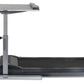 LifeSpan TR5000-Classic treadmill desk with black running belt, gray frame, adjustable desk surface, and control panel, shown