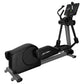Life Fitness Club Series Plus elliptical cross-trainer with black padded seat, gray frame, and digital display console on whi