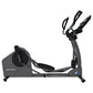 Life Fitness E3 black elliptical cross-trainer with foot pedals and moving handlebars, on white background