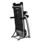Life Fitness F3 folding treadmill with black running deck, silver frame, and handrails on white background