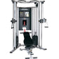 Life Fitness G7 home gym with silver frame, black seat, dual weight stacks, and cable attachments on white background