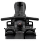 Black Life Fitness Heat Row rowing machine viewed from above, showing handlebar, turn knob control, and dual foot platforms o