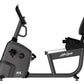 Life Fitness RS1 recumbent exercise bike with gray frame, black seat and backrest, upright handlebar, digital console, shown 