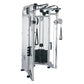 Life Fitness Signature Series dual adjustable pulley machine with silver frame and black weight stack on white background