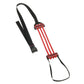 Black and red resistance band pull-up assist with looped handles and elastic training straps on white background