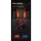 Back heating feature diagram showing orange heat zones on massage chair back and temperature comparison chart with red line a