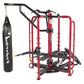 Hoist MCS-8002 Motioncage Studio Package 2 home gym with red frame, black components, and hanging heavy bag on white backgrou