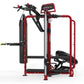 Red and black HOIST MCS-8003 Motioncage Studio Package 3 with dual exercise stations, stationary bike and elliptical machine 