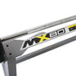 MX80 rapid change adjustable barbell system with yellow and black accents, chrome shaft, and quick-change weight collar on wh