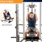 Man using Marcy Smith Machine with adjustable seat and lat pulldown attachment, shown with inset demonstrating flat position 