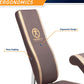 Brown and tan padded exercise equipment with ergonomic design, featuring thick padding and Marcy brand logo, shown from angle