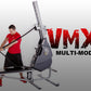 Man in red shirt using black and gray VMX multi-mode rope trainer machine on white background