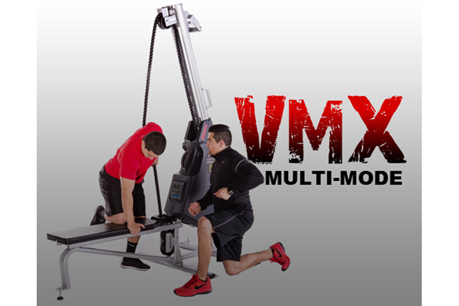 Marpo VMX 360 multi-mode rope training machine with two users demonstrating exercise positions on white background