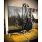 Marpo VMX 360 black and silver rope trainer with overhead crane arm and adjustable rope system, displayed in showroom setting