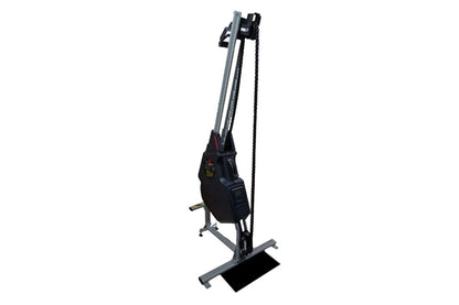 Marpo VMX rope trainer with black resistance chamber, gray steel frame, and foot platform on white background