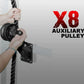 X8 auxiliary pulley with black metal bracket mounted on wall, hands gripping rope for training