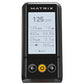 Black Matrix cycling computer displaying workout metrics including 125 rpm cadence and heart rate on LCD screen with navigati