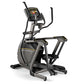 Matrix E30 elliptical machine with touchscreen display, black and gray frame, curved handles, and wide pedal platform on whit