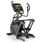 Matrix E50 elliptical machine with black and gray frame, digital touchscreen console, and dual moving handles on white backgr