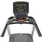 Matrix T130 treadmill with black and gray frame, digital console with orange and yellow buttons, and cushioned running deck o