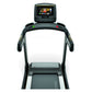 Matrix TF50 folding treadmill with black frame, digital console display, and gray running deck on white background