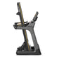 Matrix TF50 folding treadmill with dark gray frame, gold accent stripe, and adjustable console on white background