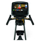 Matrix U30 upright exercise bike with black frame, yellow accents, and touchscreen display showing fitness content, front vie