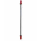 Warrior Mini Olympic barbell with red end caps and black shaft on white background