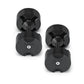 Pair of matte black adjustable dumbbells with hexagonal heads and adjustable weight mechanism, displayed on white background