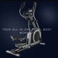 NordicTrack 9.9 Commercial Elliptical with dual moving arms and digital display on dark blue background