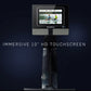 NordicTrack RW700 rowing machine with 10-inch HD touchscreen displaying workout video, black frame on dark background