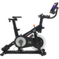 Black NordicTrack S15i indoor exercise bike with tablet holder and white flywheel on white background