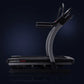 Commercial X22i treadmill with curved black base, gray curved uprights, and dual black handlebar arms on dark background