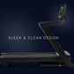 Black NordicTrack 1250 commercial treadmill with folding incline and digital display on dark blue background