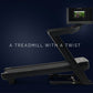 Black NordicTrack 1250 Commercial Treadmill with angled frame and integrated touchscreen display on dark blue background