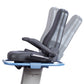 NuStep T5XRW recumbent elliptical stepper with gray padded seat and backrest, black armrests, and blue base on white backgrou