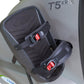 NuStep T5XR recumbent elliptical stepper with dual black footplates, red resistance buttons, and gray base on white backgroun