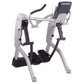 Octane Fitness ZR7 Zero Runner elliptical machine with silver frame, black footpads and backrest on white background