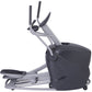 Octane Q35x home elliptical machine with gray frame, black seat and console, and dual handlebar grips on white background