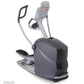 Gray and black Octane Q37x elliptical machine with dual handles and foot pedals on white background