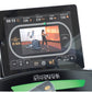 Octane Q47xi elliptical machine with tablet displaying workout metrics including calories, distance, speed, and heart rate du