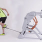 Man in neon yellow tank top running on white and orange Octane Fitness ZR8 Zero Runner machine against white background