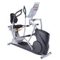 Octane xR6xi seated elliptical machine with gray and black frame, digital display console, and black seat on white background