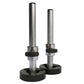 Powertec one inch weight horn adapter pair with silver metal shafts, chrome collars, and black rubber bases on white backgrou