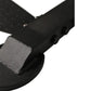 Black footplate with gray cushioned pad and adjustable strap for WorkBench LeverSystem, shown on white background