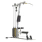 Body-Solid Pro Lat Machine with silver steel frame, black padding, and weight stack on white background