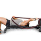 Man using Ropeflex RX2200 horizontal rope trainer with red and black rope, demonstrating abdominal exercise on white backgrou