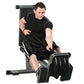 Man using black and gray Ropeflex RX2300 dual position rope trainer with adjustable seat and footrest