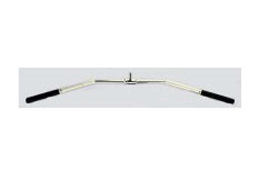 Warrior Revolving 48-inch solid deep bend lat bar with cream-colored sleeves and black grip handles on white background